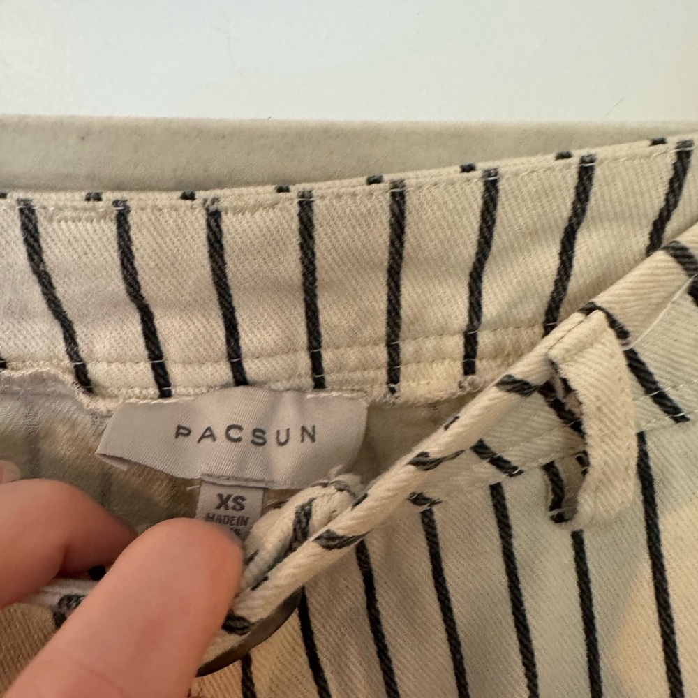 PacSun Striped Cream and Black Denim Pants - Picture 3 of 5